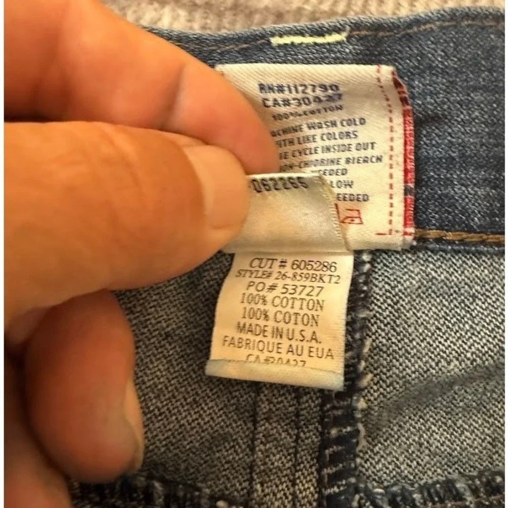 True Religion Ricky Mens Straight Leg Jeans Blue Denim Flap Pocketed Size 40X32.